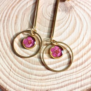 Pendientes minimalistas dorados "órbita floral",