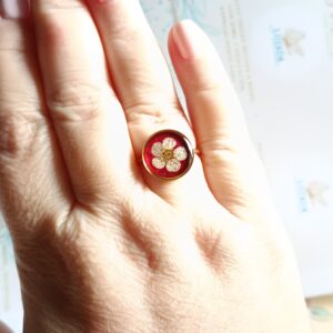 Anillo multitalla floral, dorado en acero inoxidable