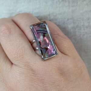Anillo rectangular "abalon" rosa