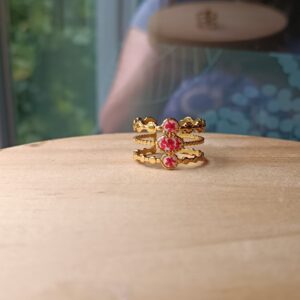 Anillo multitalla "triple alianza floral" rojo