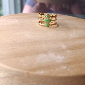 Anillo multitalla "triple alianza floral" verde